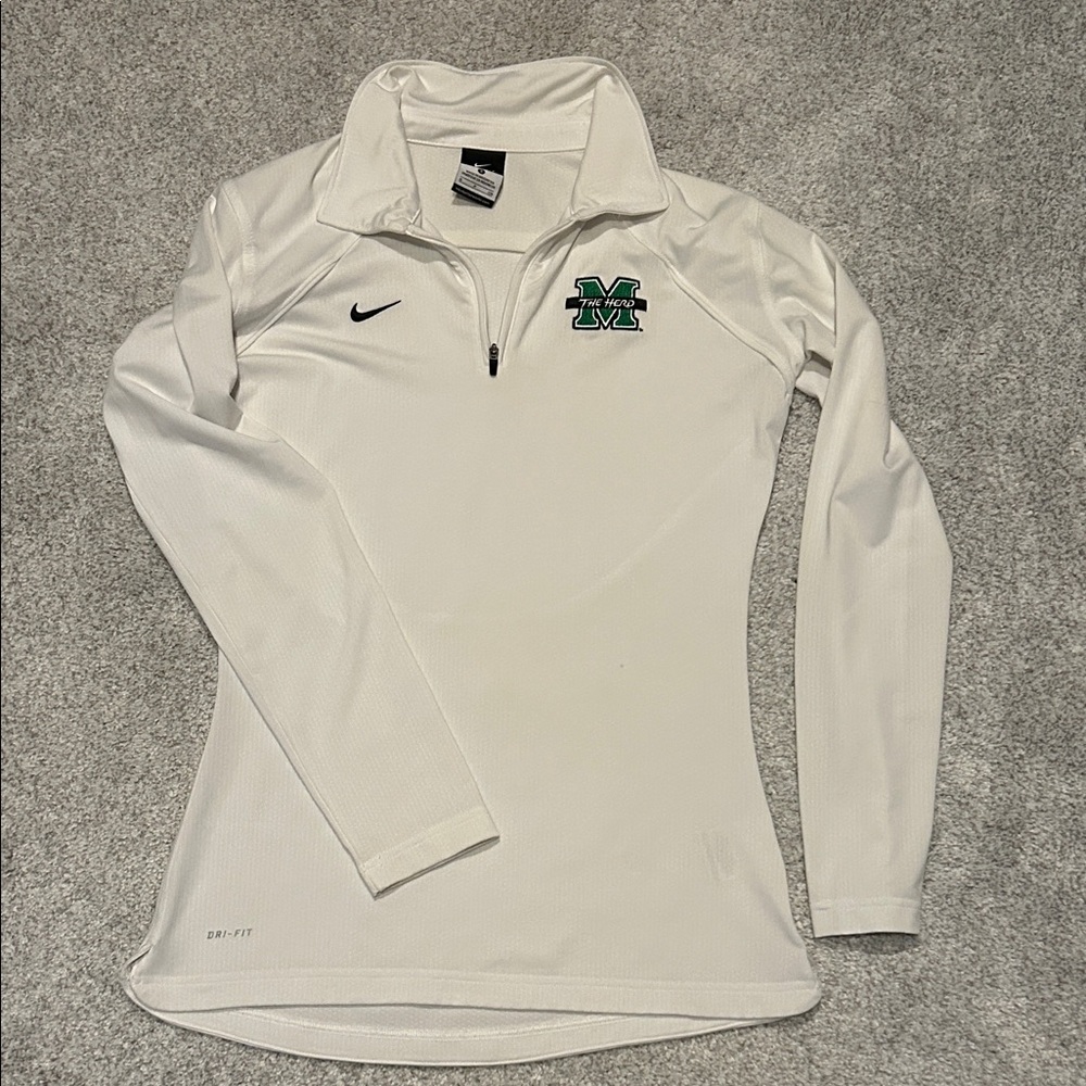 Marshall University Women's White Nike dri-fit Quarter-Zip size S